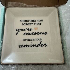 Inspirational Cream Ceramic Trinket Disk New in box